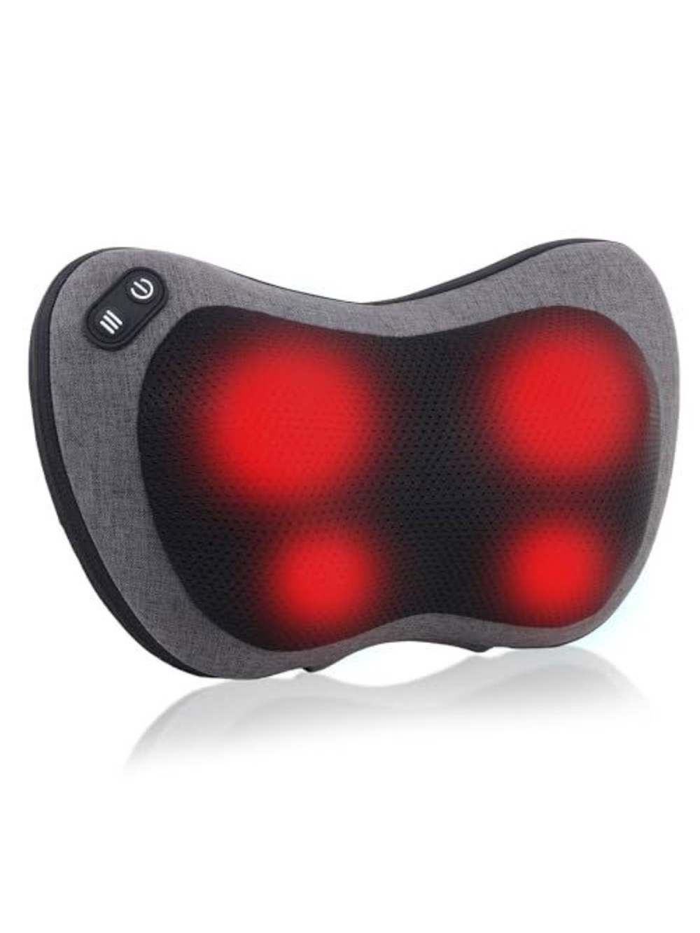 Shiatsu Neck and Back Massage Pillow in Gray with Red Heat Nodes